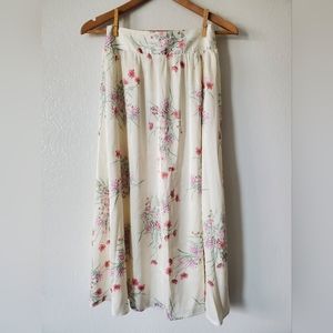 White floral print midi skirt